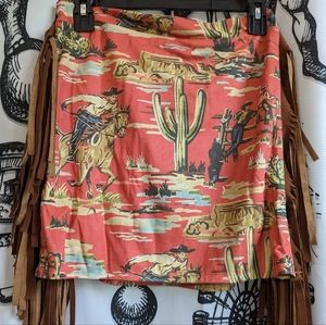 Western skirt brown fringe large cowboy western cavenders